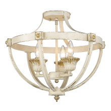 Golden 0892-SF AI - Golden Lighting Jules 3-light Semi-Flush Mount in Antique Ivory
